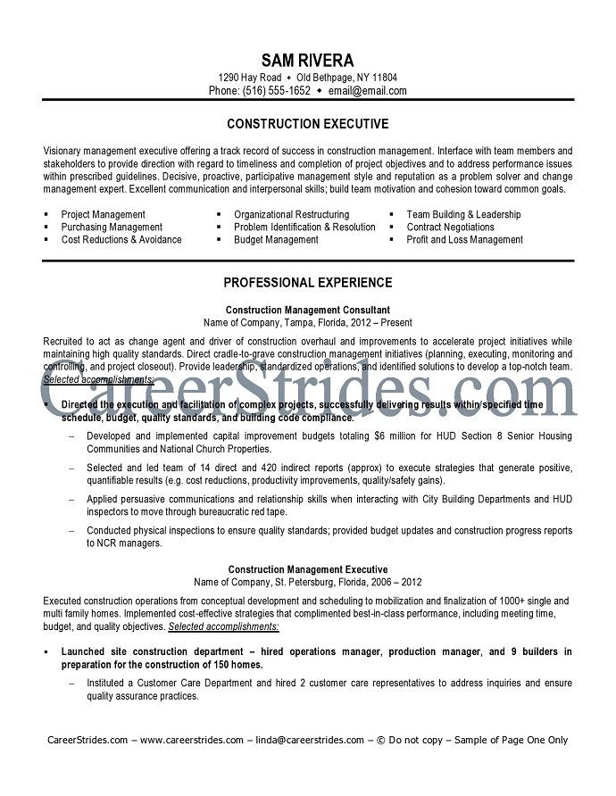 construction resume