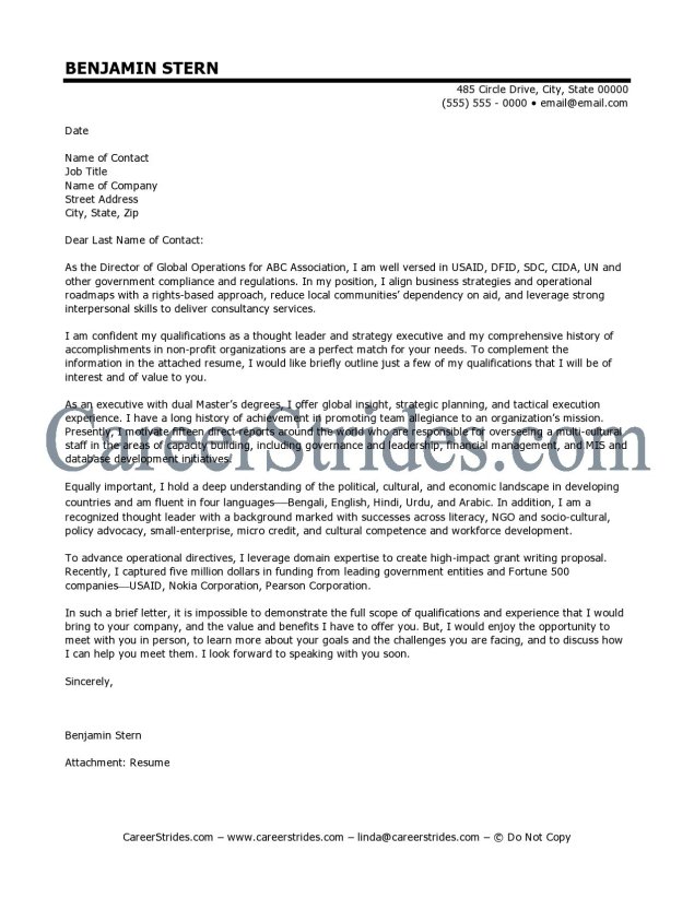 management cover letter