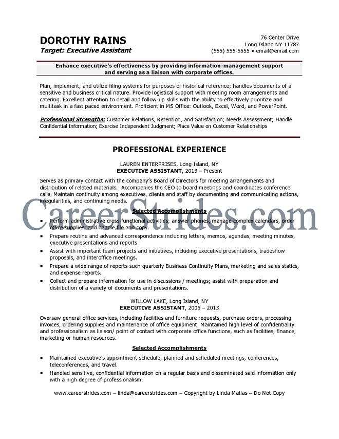 executive assistant resume