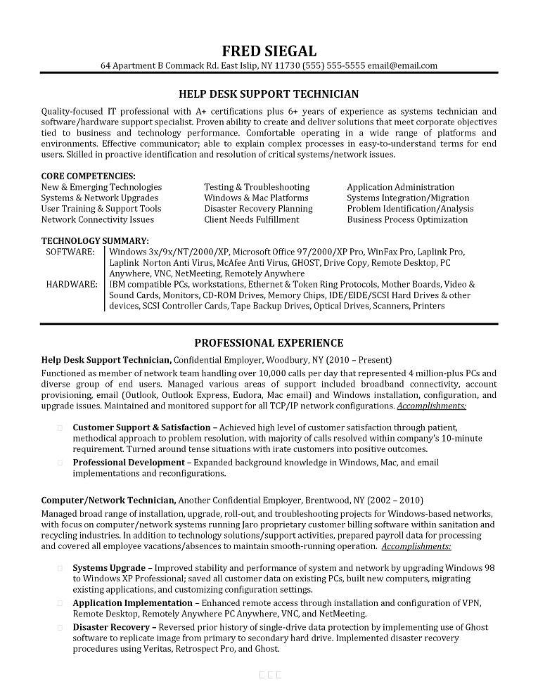 Sample resume for experienced desktop engineer