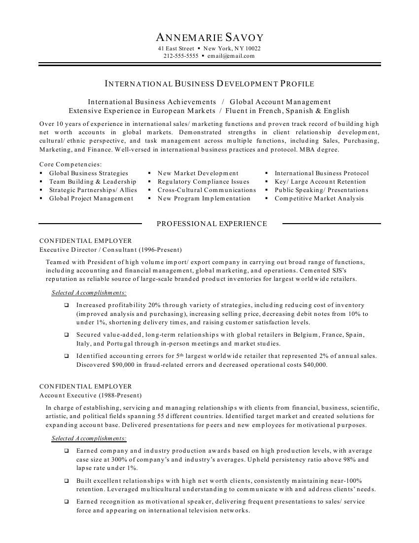 resume for business