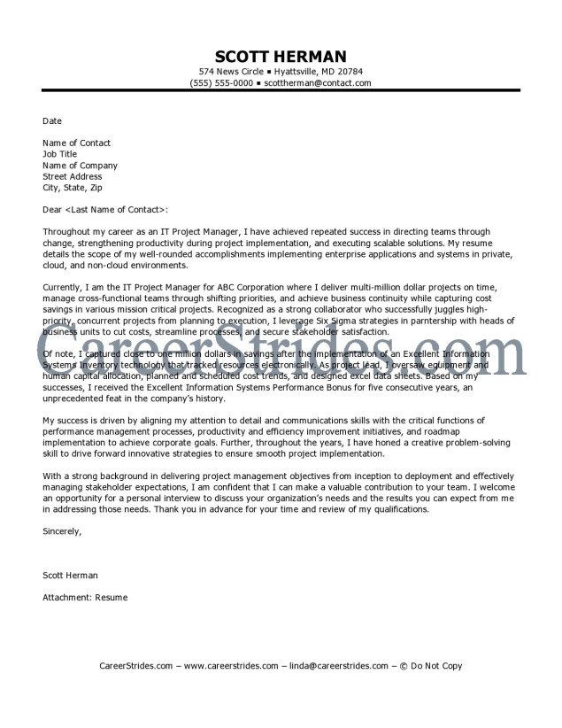 management cover letter