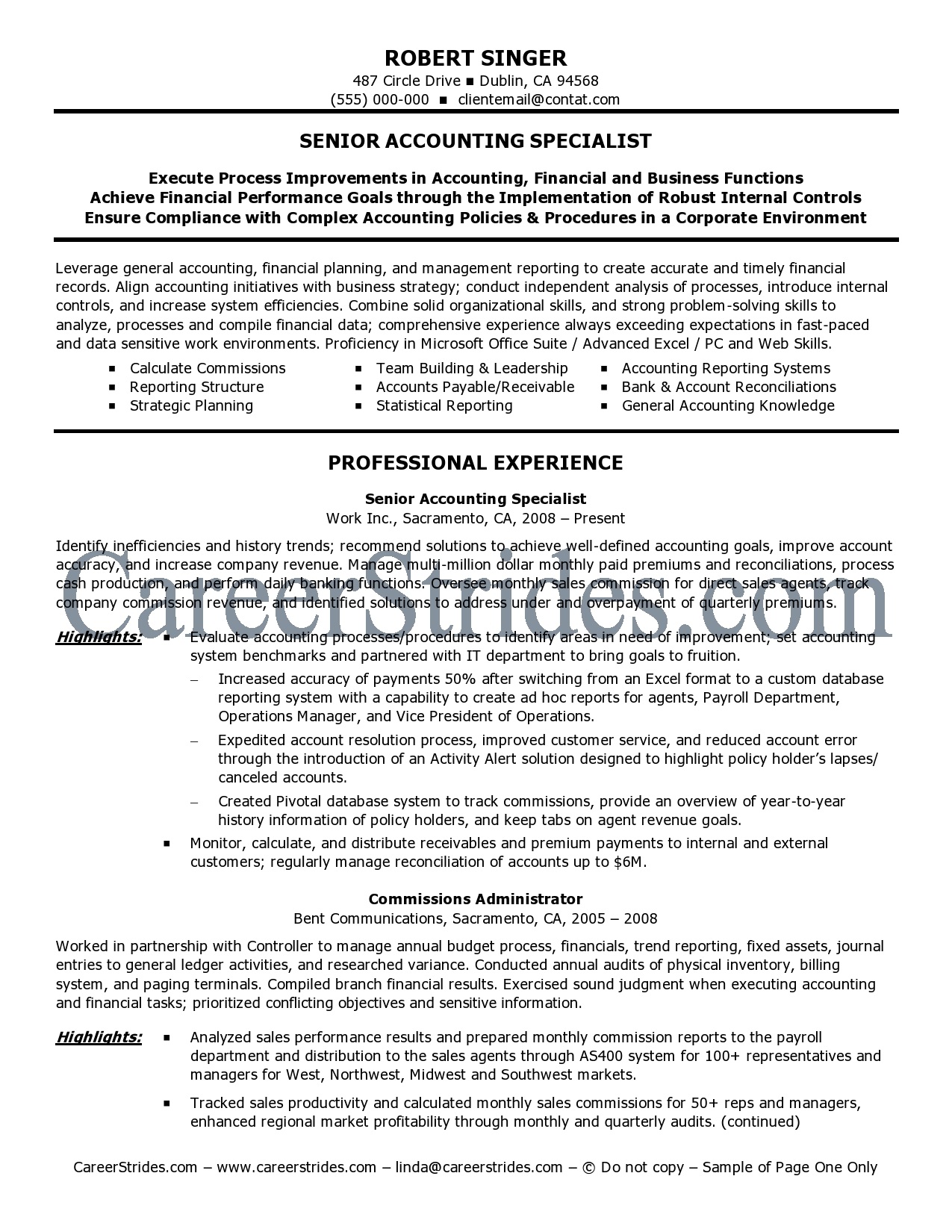 example resume for accountant