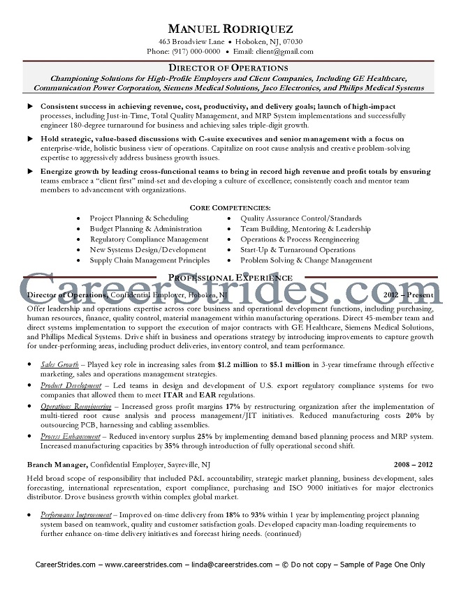 Senior purchasing executive resume