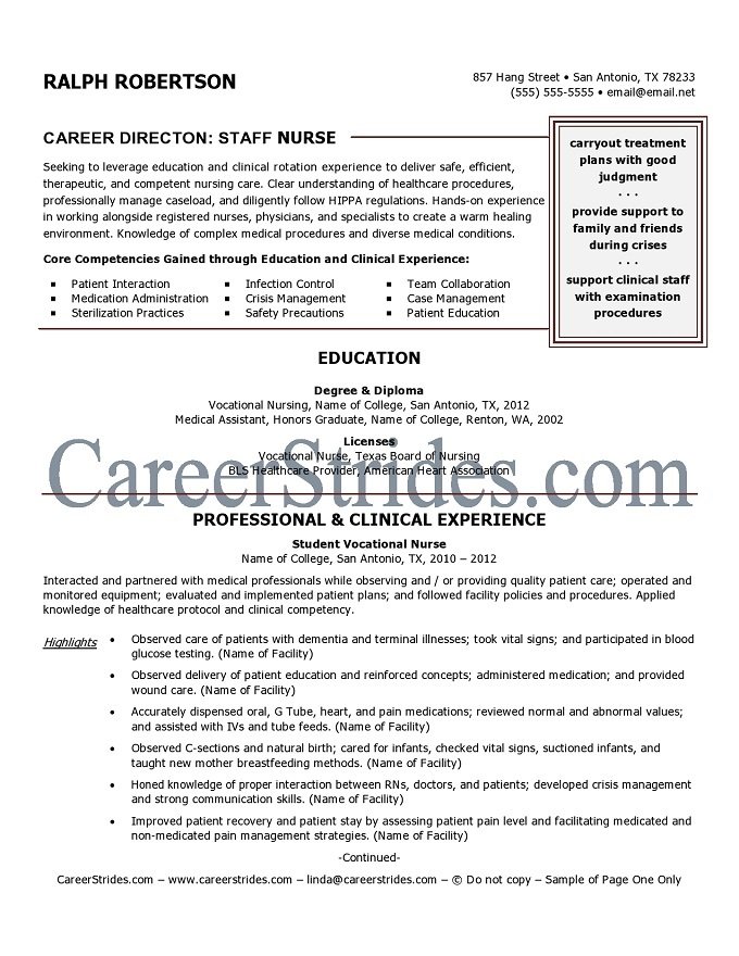 nurse resume sample