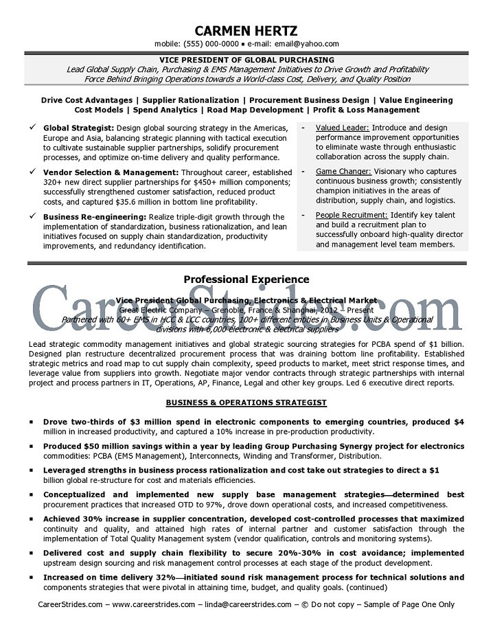 VP resume samples